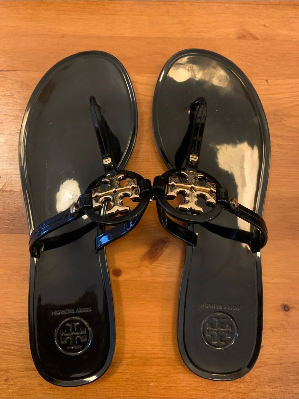 Tory Burch Black Patent Mini Miller Jelly Sandals